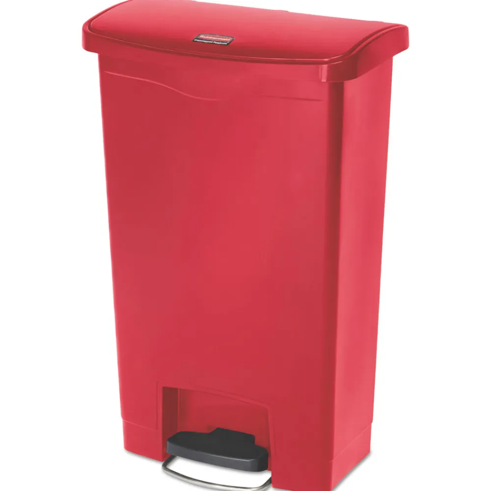 Discount Streamline 13-Gallon Front Step Style Resin Step-On Container - Red Trash & Waste Bins