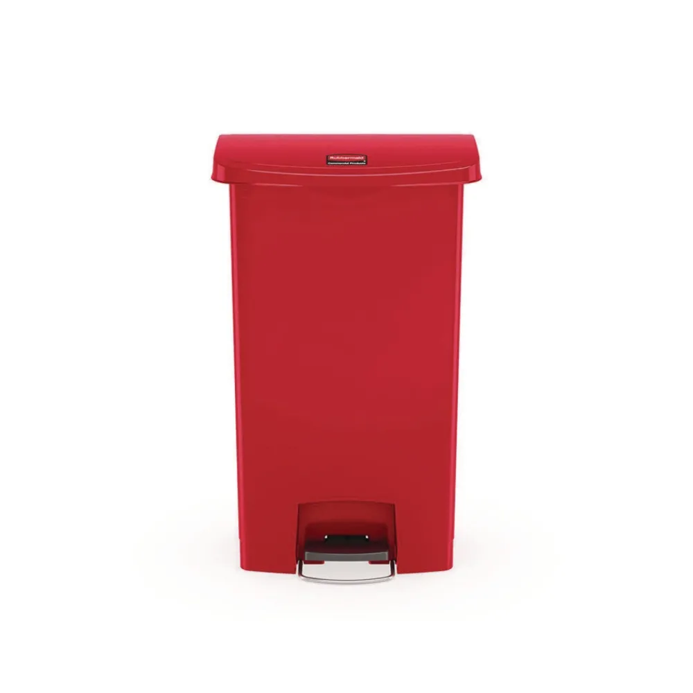 Discount Streamline 13-Gallon Front Step Style Resin Step-On Container - Red Trash & Waste Bins