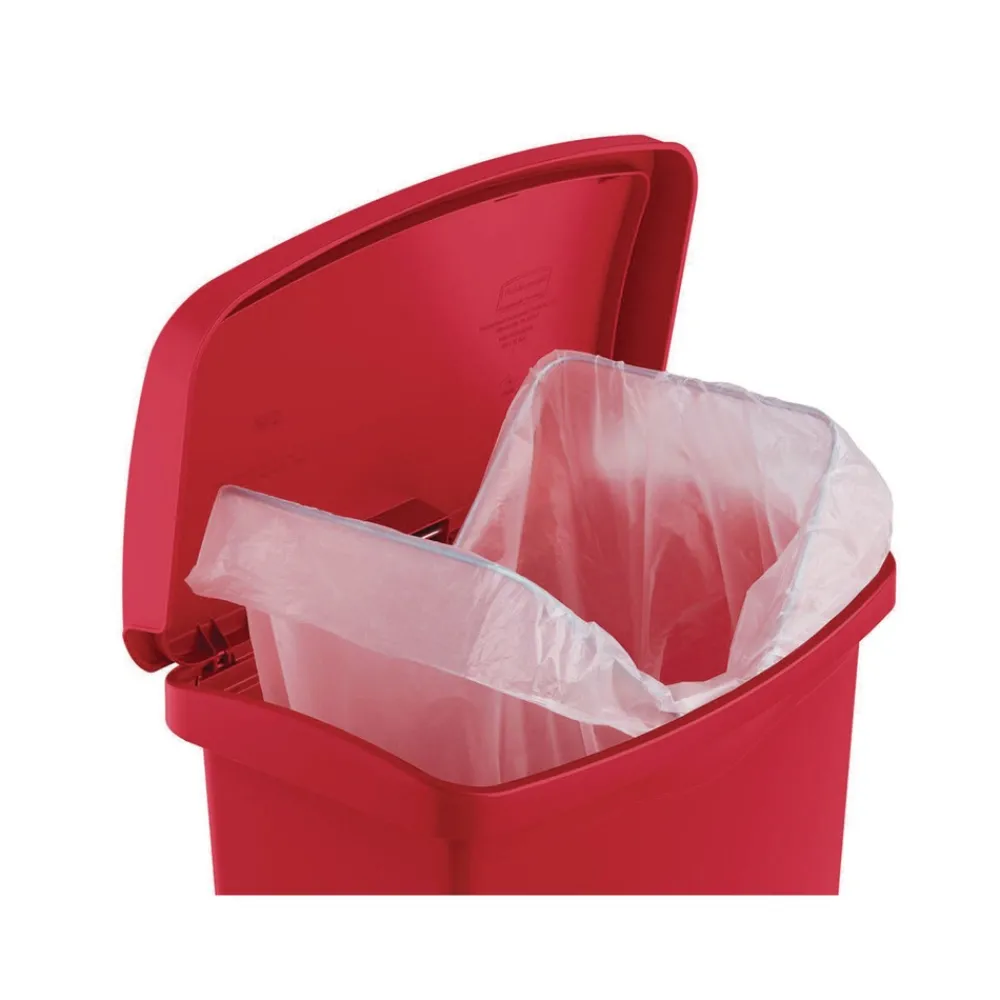 Discount Streamline 13-Gallon Front Step Style Resin Step-On Container - Red Trash & Waste Bins