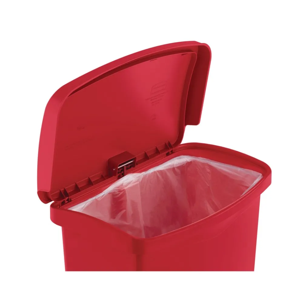 Discount Streamline 13-Gallon Front Step Style Resin Step-On Container - Red Trash & Waste Bins
