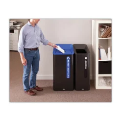 Best Sustain 15 gal Metal/Plastic Decorative Refuse with Recycling Lid - Black Trash & Waste Bins