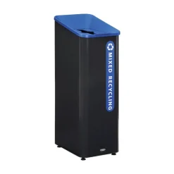 Outlet Sustain 15 gal Metal/Plastic Decorative Refuse with Recycling Lid - Black/Blue Trash & Waste Bins