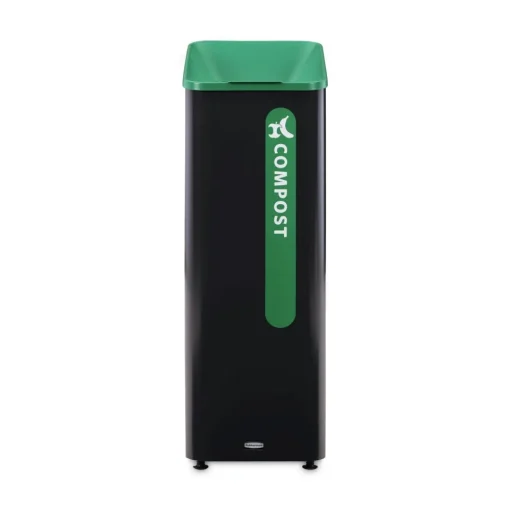 Hot Sustain 15 gal Metal/Plastic Decorative Refuse with Recycling Lid - Black/Green Trash & Waste Bins