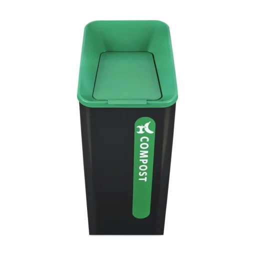Hot Sustain 15 gal Metal/Plastic Decorative Refuse with Recycling Lid - Black/Green Trash & Waste Bins