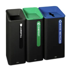 Hot Sustain 15 gal Metal/Plastic Decorative Refuse with Recycling Lid - Black/Green Trash & Waste Bins