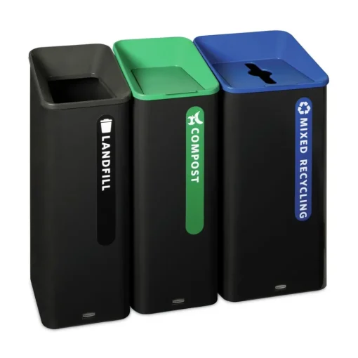 Hot Sustain 15 gal Metal/Plastic Decorative Refuse with Recycling Lid - Black/Green Trash & Waste Bins