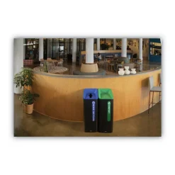 Hot Sustain 15 gal Metal/Plastic Decorative Refuse with Recycling Lid - Black/Green Trash & Waste Bins