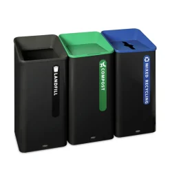 Sustain 23 gal Metal/Plastic Decorative Refuse with Recycling Lid - Black Trash & Waste Bins