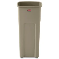 Hot Untouchable 23 Gallon Square Plastic Waste Container - Beige Trash & Waste Bins