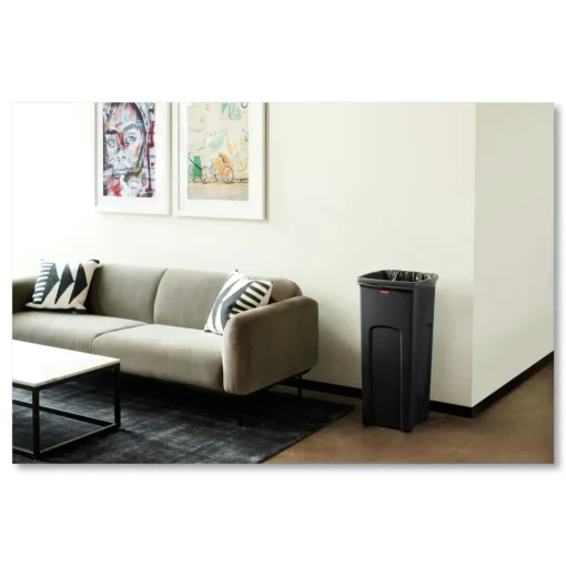 Hot Untouchable Waste Container, Square, Plastic, 23gal, Black Trash & Waste Bins