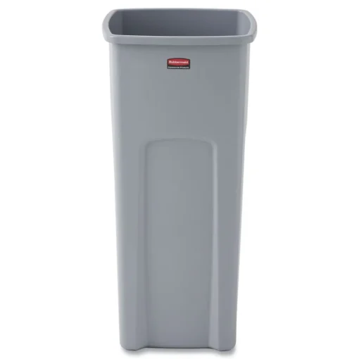 Online Untouchable 23 Gallon Square Plastic Waste Container - Gray Trash & Waste Bins