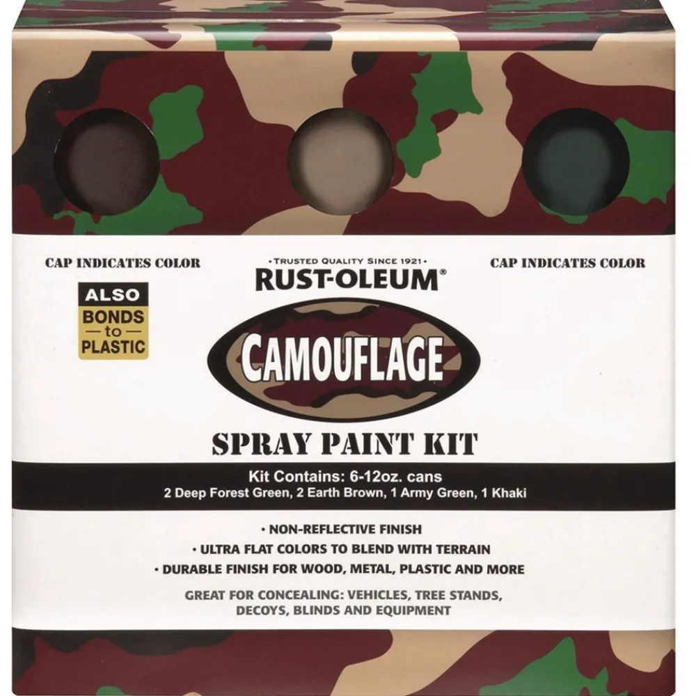 Hot 12 oz. Aerosol Can Camouflage 2X Ultra Cover Spray Paint Kit - Assorted Colors (6/Carton) Arts & Crafts Supplies
