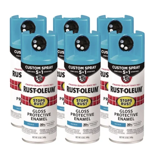 Clearance Stops Rust 5-in-1 Spray Paint, Gloss Maui Blue, 12 oz Aerosol Can, 6/Carton Arts & Crafts Supplies