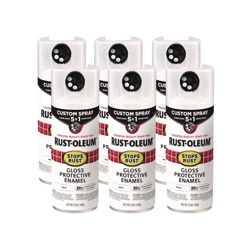 Discount Stops Rust 5-in-1 Spray Paint, Gloss White, 12 oz Aerosol Can, 6/Carton Arts & Crafts Supplies