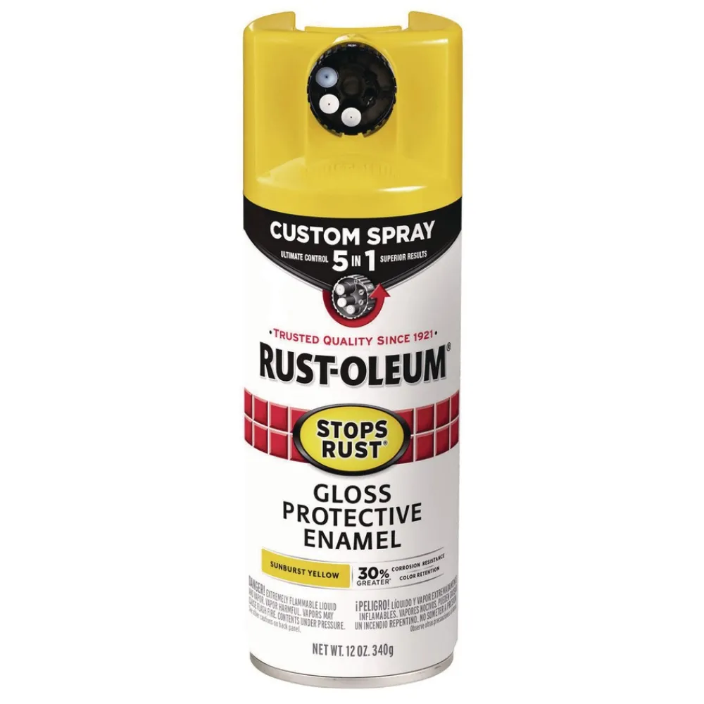 Discount Stops Rust 5-in-1 Spray Paint, Gloss Sunburst Yellow, 12 oz Aerosol Can, 6/Carton Arts & Crafts Supplies