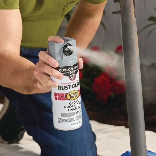 Discount Stops Rust 5-in-1 Spray Paint, Satin Coastal Gray, 12 oz Aerosol Can, 6/Carton Arts & Crafts Supplies