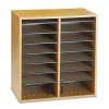Discount 16 Compartments 19.5 in. x 11.75 in. x 21 in. Wood/Laminate Literature/CD Sorter - Medium Oak Office Furniture & Lighting