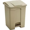 17 Gallon Large Capacity Plastic Step-On Receptacle - Tan Trash & Waste Bins