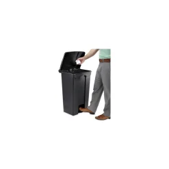 Discount 23 Gallon Large Capacity Plastic Step-On Receptacle - Black Trash & Waste Bins