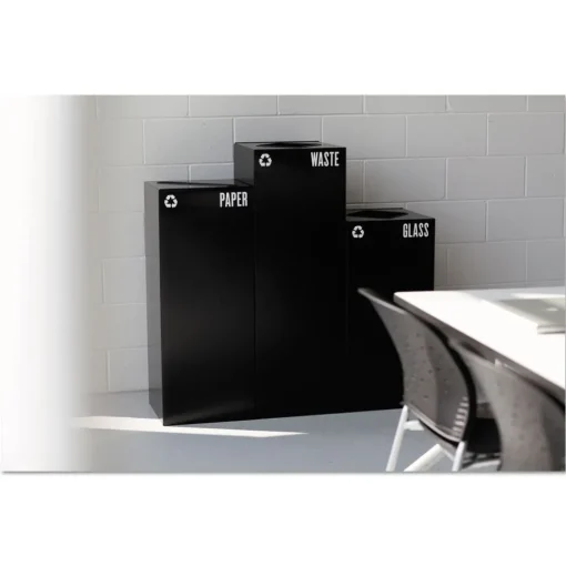 Clearance 42 Gallon Public Square Paper -Recycling Receptacles - Black Trash & Waste Bins