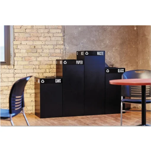 Clearance 42 Gallon Public Square Paper -Recycling Receptacles - Black Trash & Waste Bins