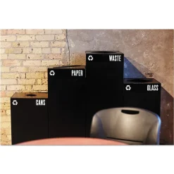 Clearance 42 Gallon Public Square Paper -Recycling Receptacles - Black Trash & Waste Bins