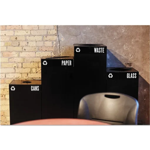 Clearance 42 Gallon Public Square Paper -Recycling Receptacles - Black Trash & Waste Bins
