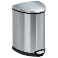 Outlet 4 Gallon Stainless Steel Step-On Receptacle - Chrome/Black Trash & Waste Bins