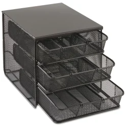 Discount 11.5 in. x 8.25 in. x 8.25 in. 7 Compartments 3 Drawer Hospitality Organizer - Black Desk Accessories & Office Organizers