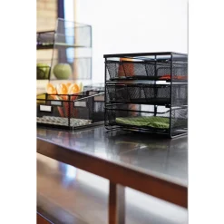 Discount 11.5 in. x 8.25 in. x 8.25 in. 7 Compartments 3 Drawer Hospitality Organizer - Black Desk Accessories & Office Organizers