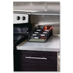 Hot 16 in. x 8.5 in. x 5.25 in. 7 Compartments Steel Mesh Onyx Breakroom Organizers - Black Desk Accessories & Office Organizers