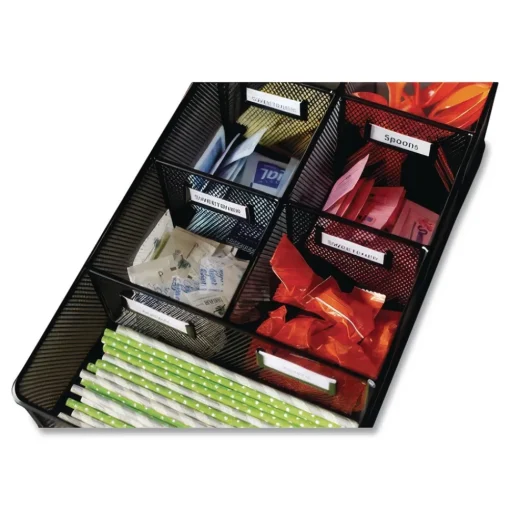Hot 16 in. x 8.5 in. x 5.25 in. 7 Compartments Steel Mesh Onyx Breakroom Organizers - Black Desk Accessories & Office Organizers