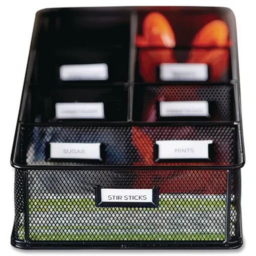 Hot 16 in. x 8.5 in. x 5.25 in. 7 Compartments Steel Mesh Onyx Breakroom Organizers - Black Desk Accessories & Office Organizers