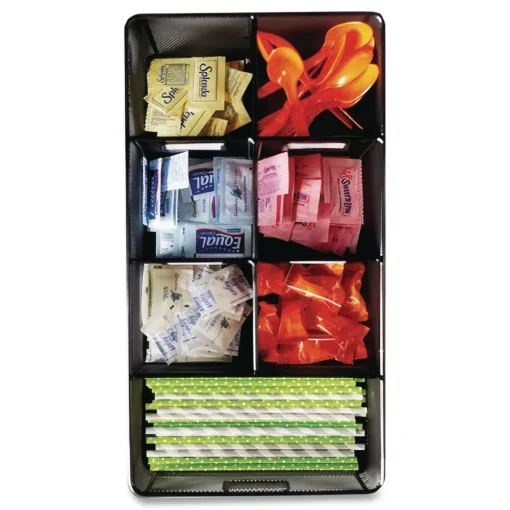 Hot 16 in. x 8.5 in. x 5.25 in. 7 Compartments Steel Mesh Onyx Breakroom Organizers - Black Desk Accessories & Office Organizers