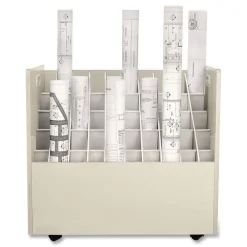 30.25 in. x 15.75 in. x 29.25 in. 50 Compartments Laminate Mobile Roll Files - Putty Office Furniture & Lighting