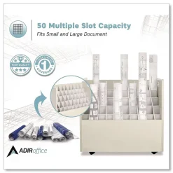 30.25 in. x 15.75 in. x 29.25 in. 50 Compartments Laminate Mobile Roll Files - Putty Office Furniture & Lighting