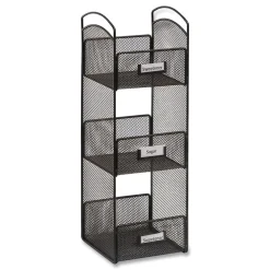 Hot 6 in. x 6 in. x 18 in. Steel Mesh 3 Compartments Onyx Breakroom Organizers - Black Desk Accessories & Office Organizers