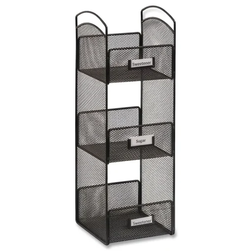 Hot 6 in. x 6 in. x 18 in. Steel Mesh 3 Compartments Onyx Breakroom Organizers - Black Desk Accessories & Office Organizers