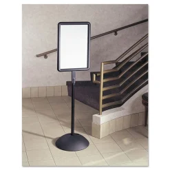 Online 14.25 in. x 22.5 in. x 65 in. WriteWay Two-Sided Dry Erase Standing Message Sign - White Surface/Black Frame Office Presentation Supplies