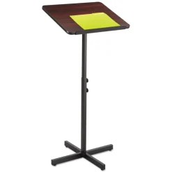 New 21 x 21 x 29.5 to 46 Adjustable Speaker Stand - Mahogany/Black Office Presentation Supplies