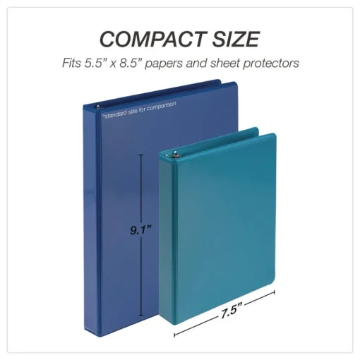 Discount 8.5 in. x 5.5 in. 1 in. Capacity 3 Rings Economy Round Ring View Binder - Assorted (6/Carton) Binders & Binding Supplies