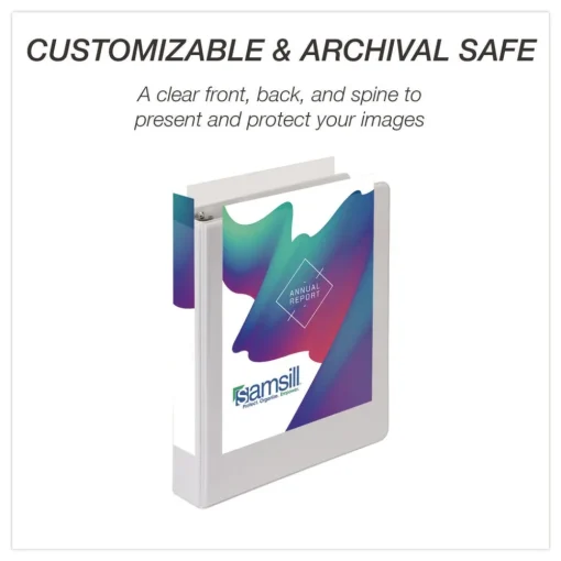 Best 8.5 in. x 5.5 in. 1 in. Capacity 3 Rings Economy Round Ring View Binder - White (6/Carton) Binders & Binding Supplies