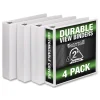 Clearance 11.5 in. x 8.5 in. 2 in. Capacity 3 Rings Durable D-Ring View Binders - White (4/Pack) Binders & Binding Supplies