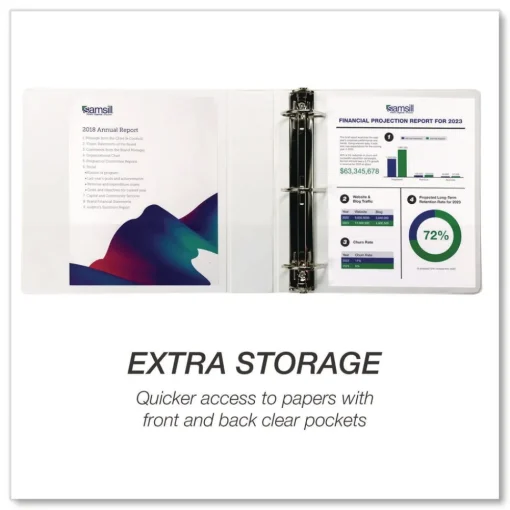 Clearance 11.5 in. x 8.5 in. 2 in. Capacity 3 Rings Durable D-Ring View Binders - White (4/Pack) Binders & Binding Supplies