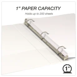 Best 11 in. x 8.5 in. 1 in. Capacity 3 Rings Economy Round Ring View Binder - White (12/Carton) Binders & Binding Supplies