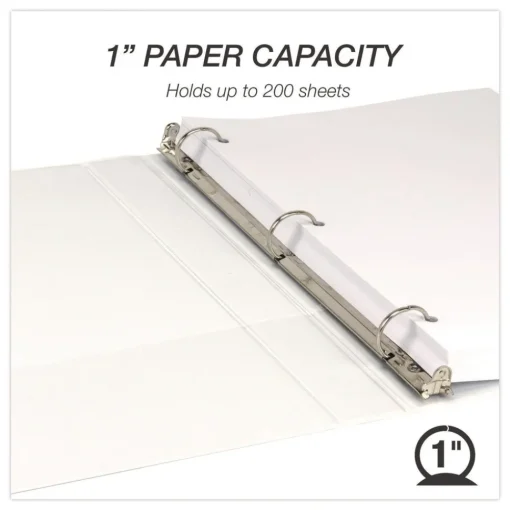 Best 11 in. x 8.5 in. 1 in. Capacity 3 Rings Economy Round Ring View Binder - White (12/Carton) Binders & Binding Supplies
