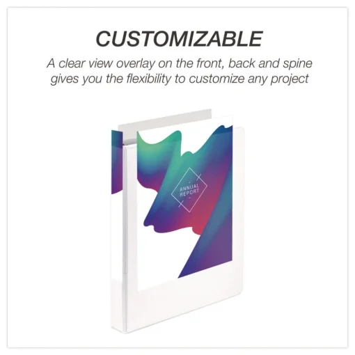 Best 11 in. x 8.5 in. 1 in. Capacity 3 Rings Economy Round Ring View Binder - White (12/Carton) Binders & Binding Supplies