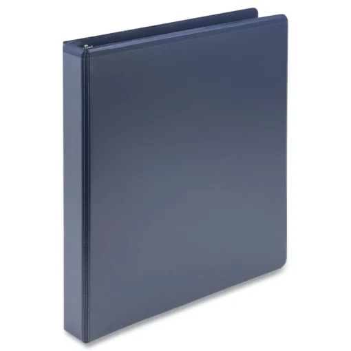 New Earth's Choice Plant-Based BOHO 11 in. x 8.5 in. 1 in. Capacity D-Ring View Binders - Indigo (2/Pack) Binders & Binding Supplies