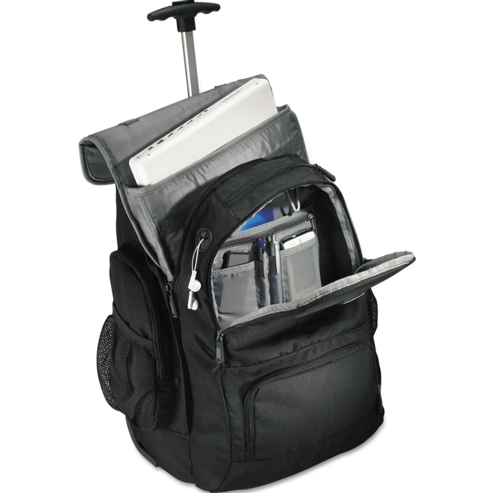 14 in. x 8 in. x 21 in. Polyester Rolling Backpack Fits Devices Up to 15.6 in. - Black/Charcoal Office Accessories