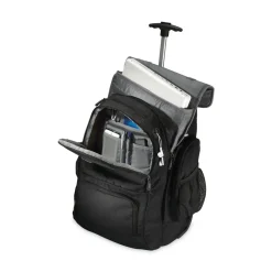 14 in. x 8 in. x 21 in. Polyester Rolling Backpack Fits Devices Up to 15.6 in. - Black/Charcoal Office Accessories